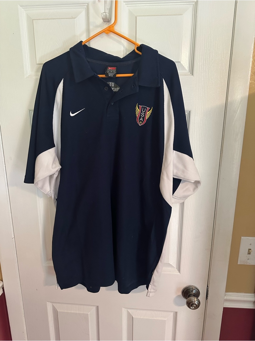 Nike' Navy & White Polo Shirt with USA Track and Field